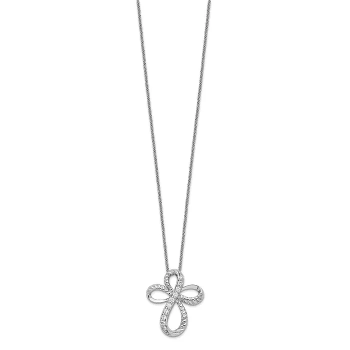 Necklaces TreasureFineJewelers Sentimental Expressions Sterling Silver Rhodiumplated CZ Endless Hope 18in Cross Necklace