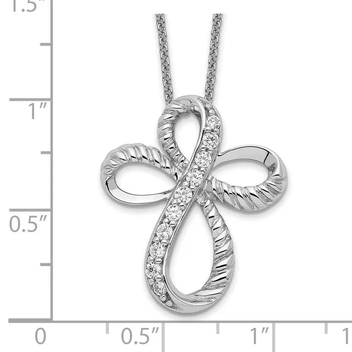 Necklaces TreasureFineJewelers Sentimental Expressions Sterling Silver Rhodiumplated CZ Endless Hope 18in Cross Necklace