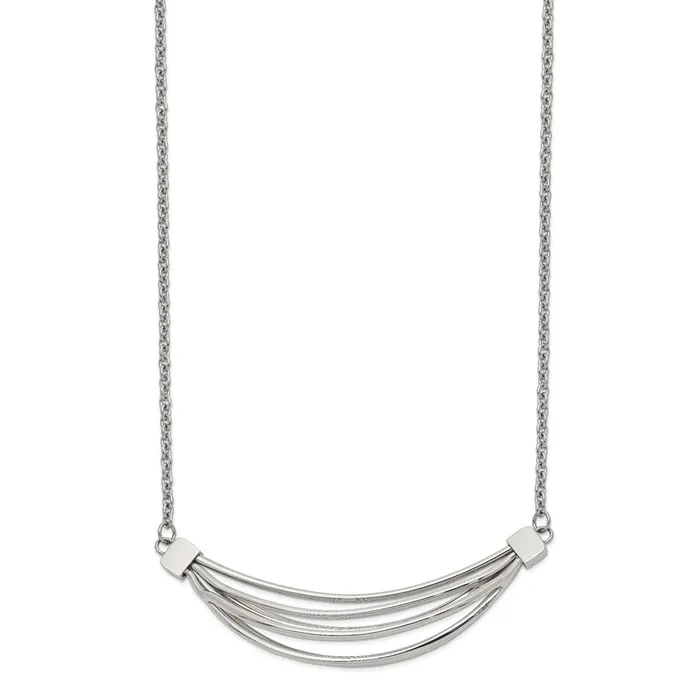 Necklaces TreasureFineJewelers Stainless Steel Polished 3D Curved Bars 20in w2in ext Necklace Necklaces TreasureFineJewelers Stainless Steel Polished 3D Curved Bars 20in w2in ext Necklace