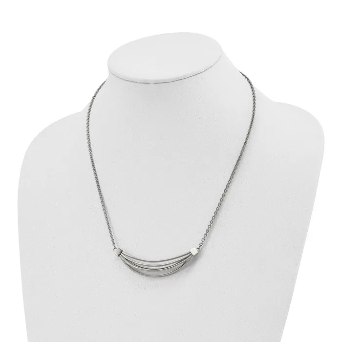 Necklaces TreasureFineJewelers Stainless Steel Polished 3D Curved Bars 20in w2in ext Necklace