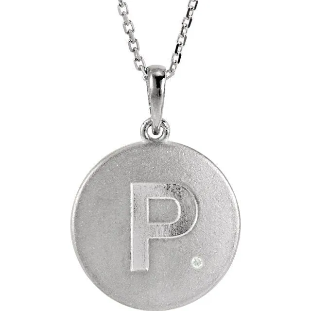 Necklaces TreasureFineJewelers Sterling Silver 005 CTW Diamond Initial P 18 Necklace Necklaces TreasureFineJewelers Sterling Silver 005 CTW Diamond Initial P 18 Necklace