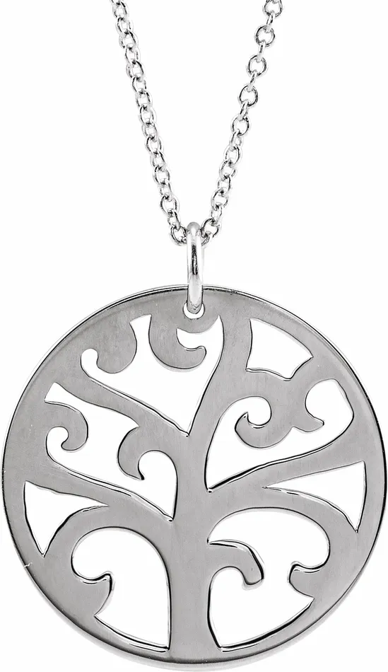 Necklaces TreasureFineJewelers Sterling Silver 20 mm Tree 1618 Necklace