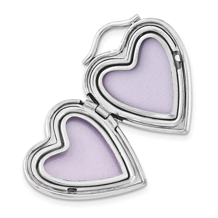 Necklaces TreasureFineJewelers Sterling Silver Diamond I Love You 20mm Heart Locket