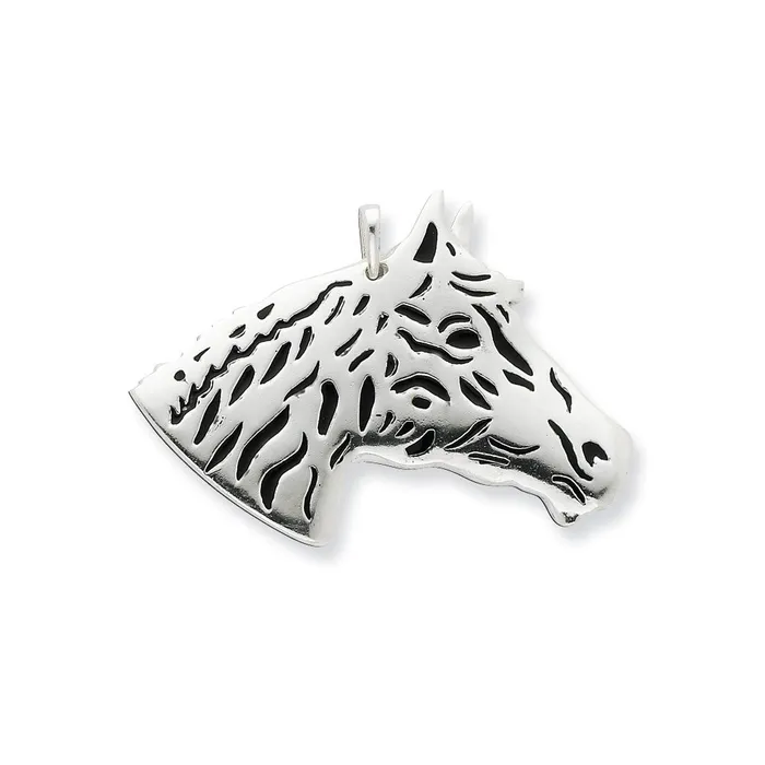 Necklaces TreasureFineJewelers Sterling Silver Enameled Horse Head Pendant Necklaces TreasureFineJewelers Sterling Silver Enameled Horse Head Pendant