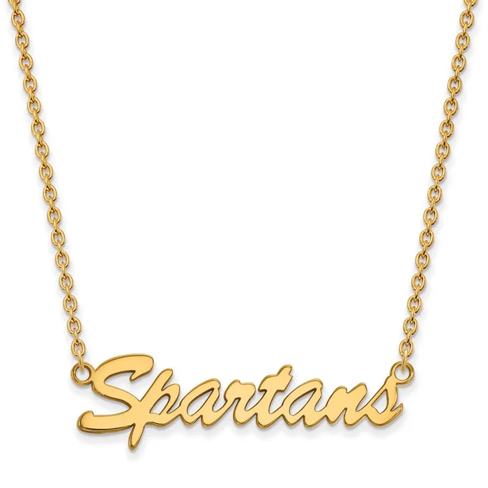 Necklaces TreasureFineJewelers Sterling Silver Goldplated Michigan State University Spartans Script Medium Pendant 18 inch Necklace Necklaces TreasureFineJewelers Sterling Silver Goldplated Michigan State University Spartans Script Medium Pendant 18 inch Necklace