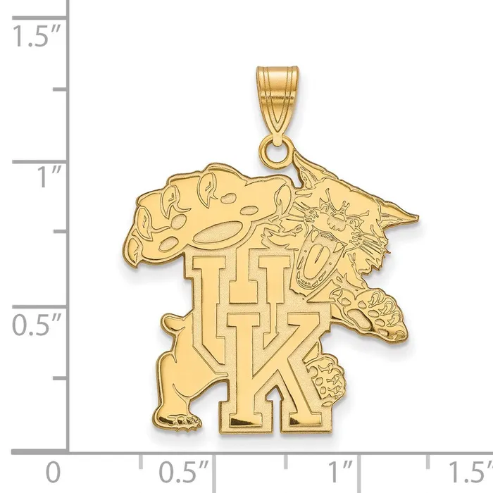 Necklaces TreasureFineJewelers Sterling Silver Goldplated University of Kentucky UK Wildcat Extra Large Pendant