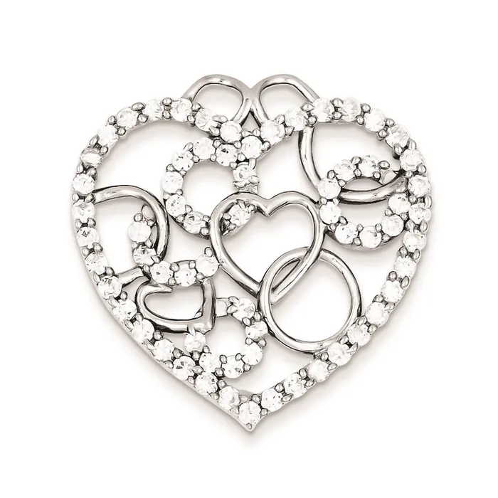 Necklaces TreasureFineJewelers Sterling Silver Heart Circles CZ Pendant