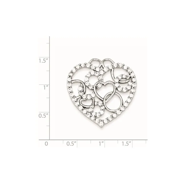 Necklaces TreasureFineJewelers Sterling Silver Heart Circles CZ Pendant