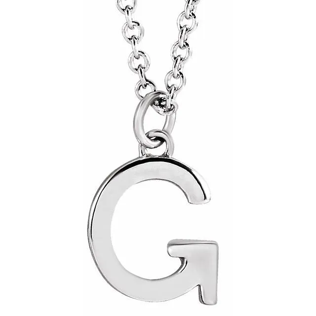 Necklaces TreasureFineJewelers Sterling Silver Initial G Dangle 16 Necklace Necklaces TreasureFineJewelers Sterling Silver Initial G Dangle 16 Necklace
