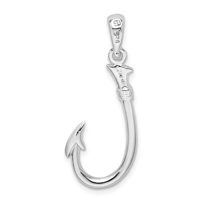 Necklaces TreasureFineJewelers Sterling Silver Polished 3D Fish Hook Pendant