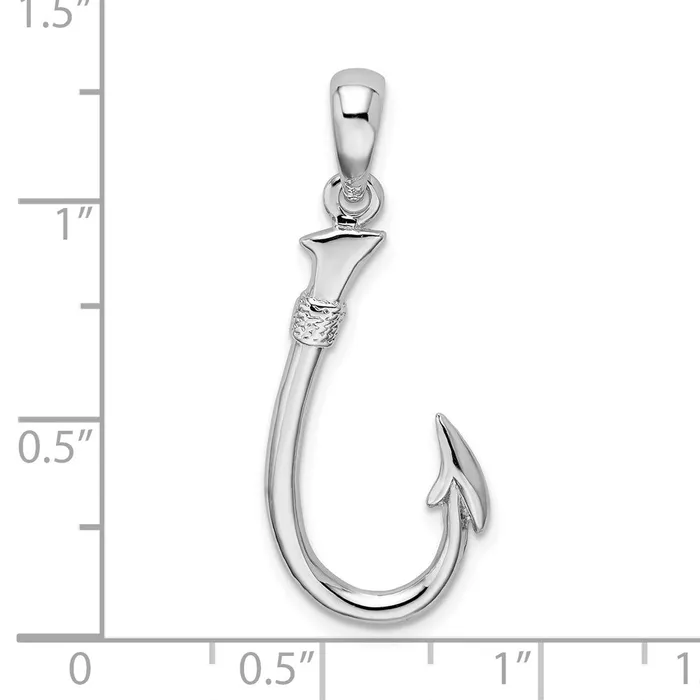 Necklaces TreasureFineJewelers Sterling Silver Polished 3D Fish Hook Pendant