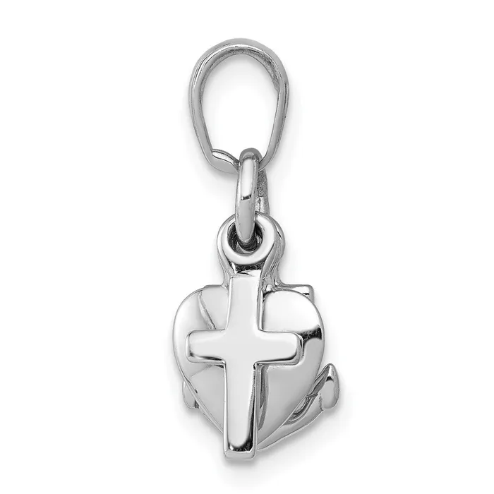 Necklaces TreasureFineJewelers Sterling Silver Polished 3D Moveable AnchorHeartCross Pendant
