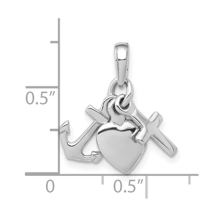 Necklaces TreasureFineJewelers Sterling Silver Polished 3D Moveable AnchorHeartCross Pendant