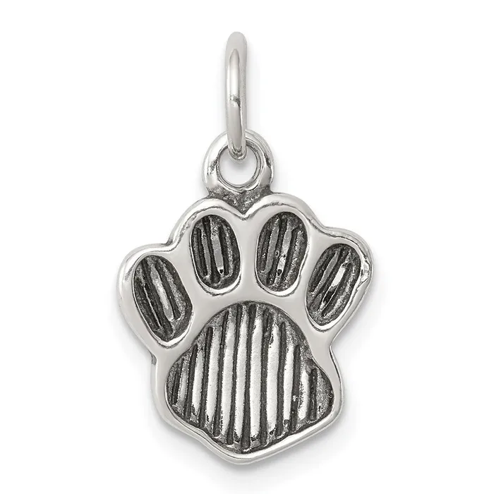 Necklaces TreasureFineJewelers Sterling Silver Polished and Antiqued Paw Pendant Necklaces TreasureFineJewelers Sterling Silver Polished and Antiqued Paw Pendant