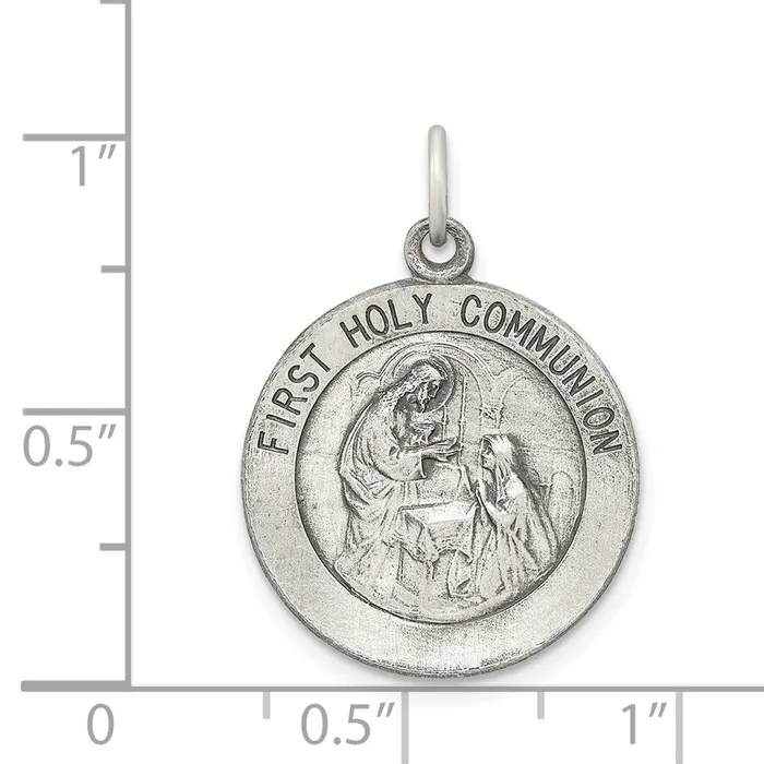 Necklaces TreasureFineJewelers Sterling Silver Polished and Matte Finish Holy Communion Pendant