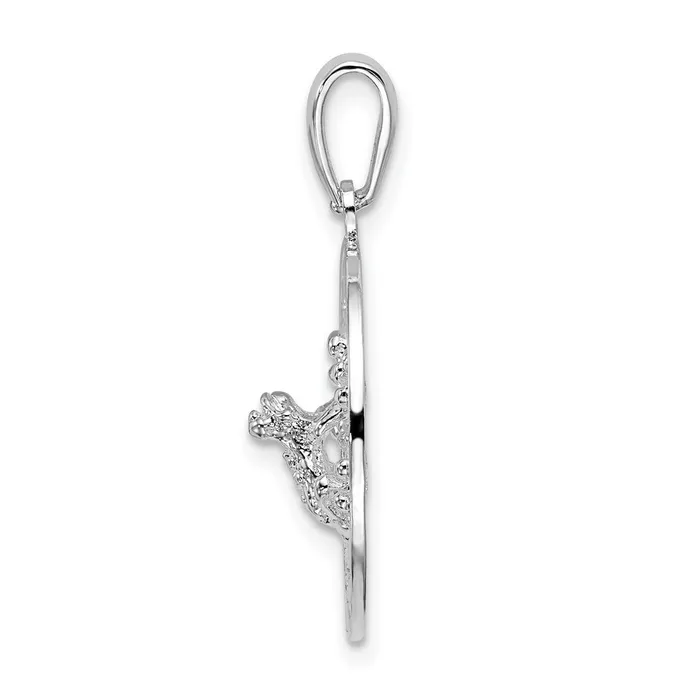 Necklaces TreasureFineJewelers Sterling Silver Polished Antigua Circle wFrog Pendant