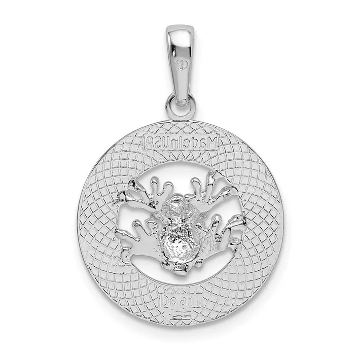 Necklaces TreasureFineJewelers Sterling Silver Polished Antigua Circle wFrog Pendant