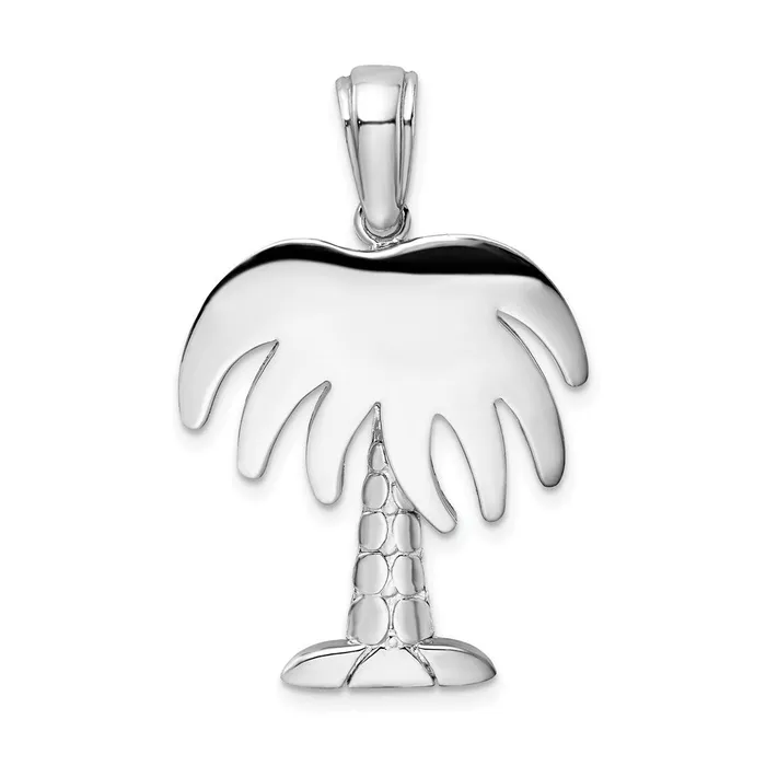 Necklaces TreasureFineJewelers Sterling Silver Polished Charleston Palm Tree Pendant Necklaces TreasureFineJewelers Sterling Silver Polished Charleston Palm Tree Pendant