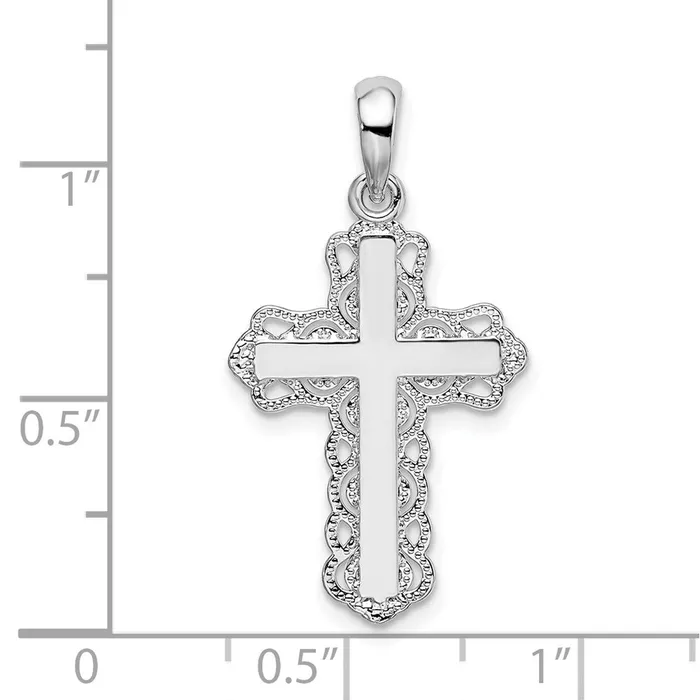 Necklaces TreasureFineJewelers Sterling Silver Polished Laceedge Cross Pendant