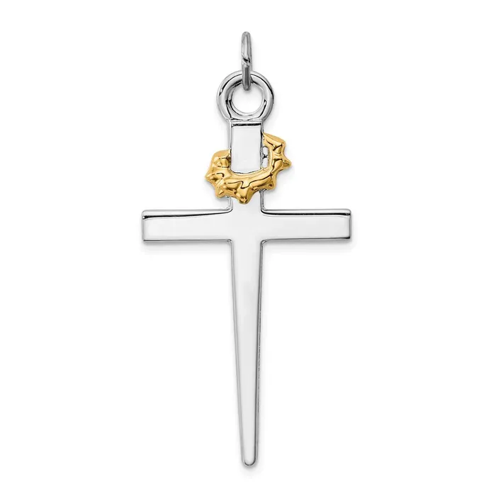 Necklaces TreasureFineJewelers Sterling Silver Rhodiumplated 18k Goldplated Cross Pendant Necklaces TreasureFineJewelers Sterling Silver Rhodiumplated 18k Goldplated Cross Pendant
