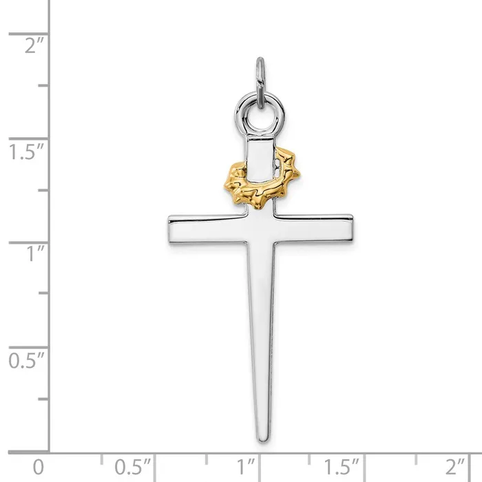 Necklaces TreasureFineJewelers Sterling Silver Rhodiumplated 18k Goldplated Cross Pendant