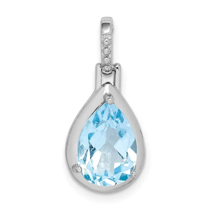 Necklaces TreasureFineJewelers Sterling Silver Rhodiumplated Blue Topaz Teardrop Pendant Necklaces TreasureFineJewelers Sterling Silver Rhodiumplated Blue Topaz Teardrop Pendant