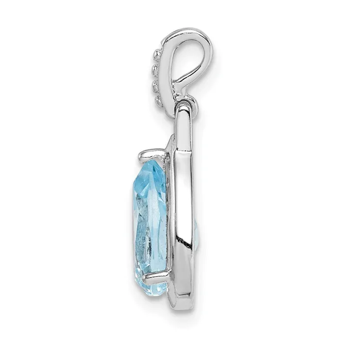Necklaces TreasureFineJewelers Sterling Silver Rhodiumplated Blue Topaz Teardrop Pendant