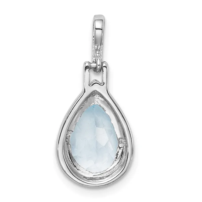 Necklaces TreasureFineJewelers Sterling Silver Rhodiumplated Blue Topaz Teardrop Pendant