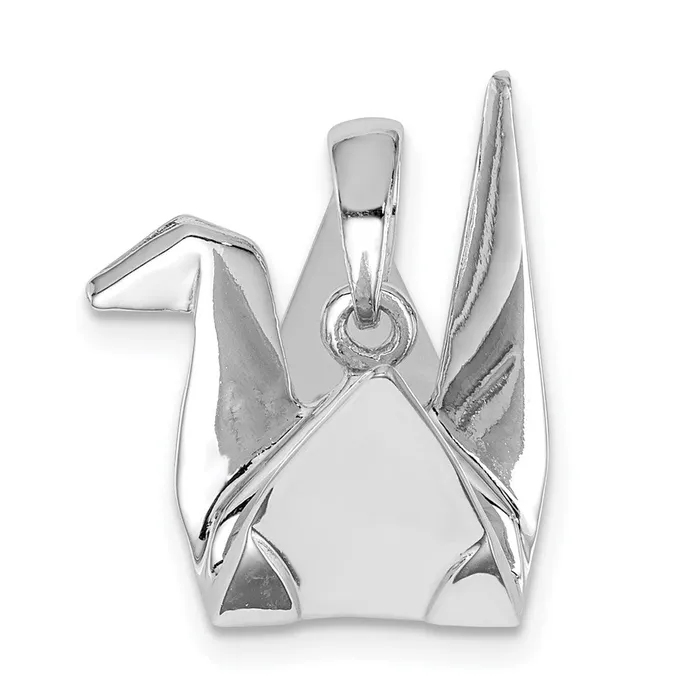 Necklaces TreasureFineJewelers Sterling Silver Rhodiumplated Origami Crane Pendant Necklaces TreasureFineJewelers Sterling Silver Rhodiumplated Origami Crane Pendant