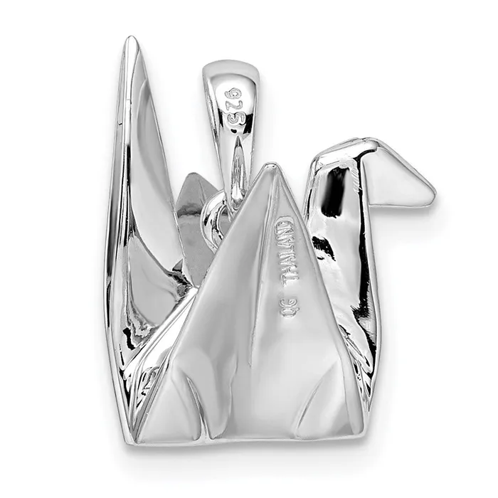 Necklaces TreasureFineJewelers Sterling Silver Rhodiumplated Origami Crane Pendant