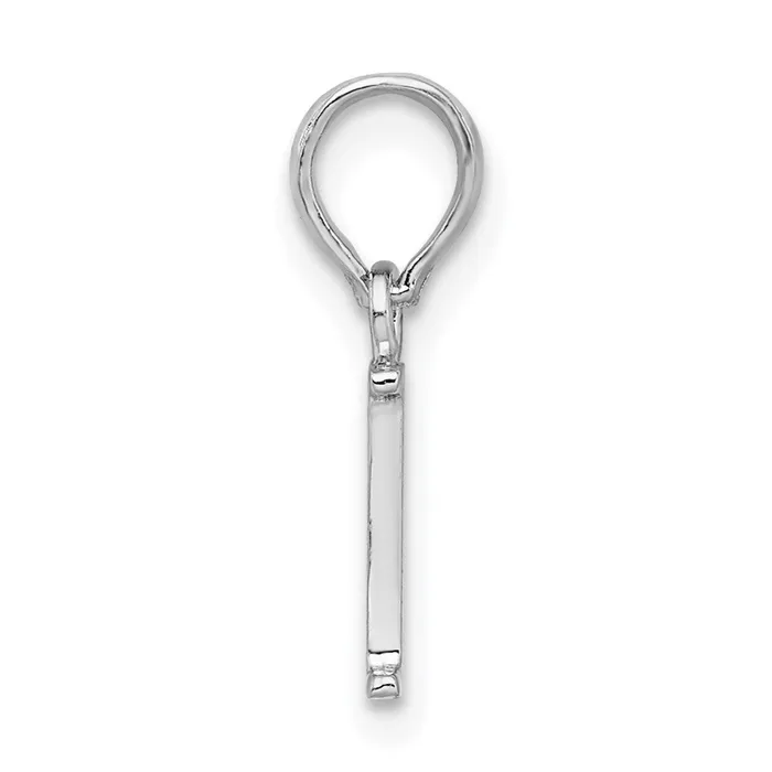 Necklaces TreasureFineJewelers Sterling Silver Rhodiumplated Polished Block Initial I Pendant