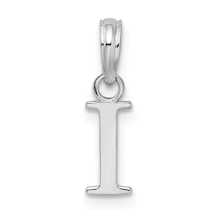 Necklaces TreasureFineJewelers Sterling Silver Rhodiumplated Polished Block Initial I Pendant