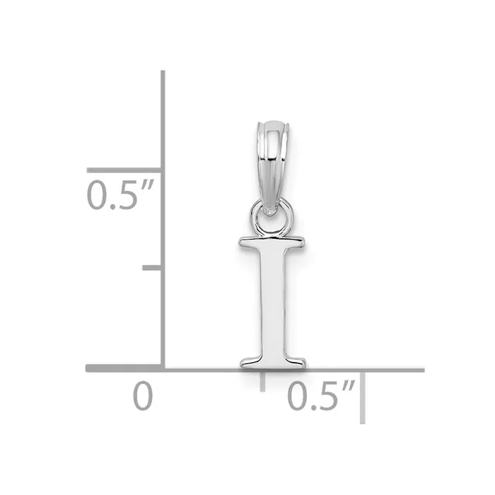 Necklaces TreasureFineJewelers Sterling Silver Rhodiumplated Polished Block Initial I Pendant