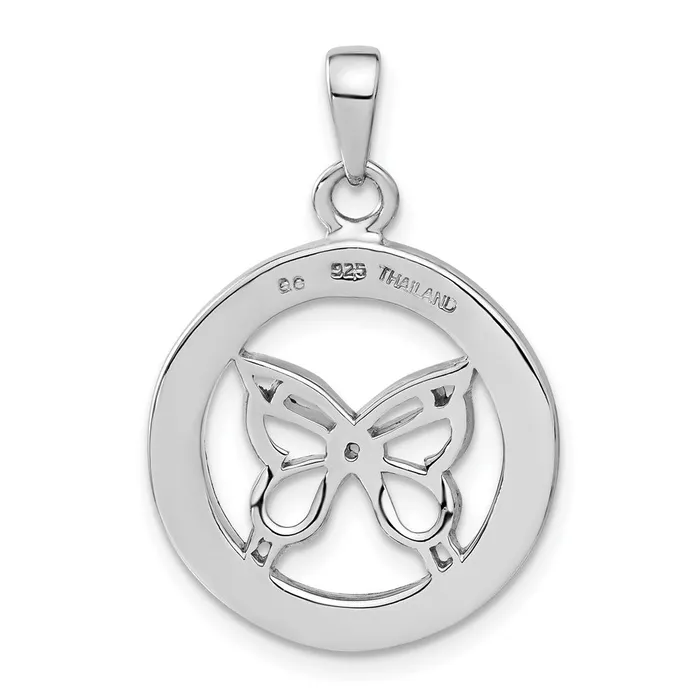Necklaces TreasureFineJewelers Sterling Silver Rhodium Plated Stellux Crystal Butterfly Pendant