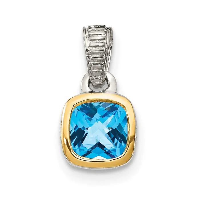 Necklaces TreasureFineJewelers Sterling Silver w 14K Accent Light Swiss Blue Topaz Pendant Necklaces TreasureFineJewelers Sterling Silver w 14K Accent Light Swiss Blue Topaz Pendant