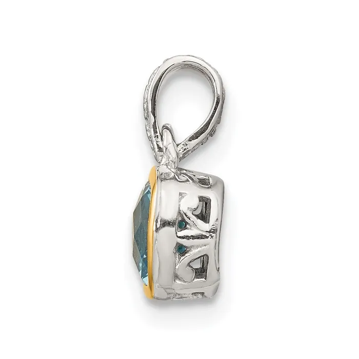 Necklaces TreasureFineJewelers Sterling Silver w 14K Accent Light Swiss Blue Topaz Pendant