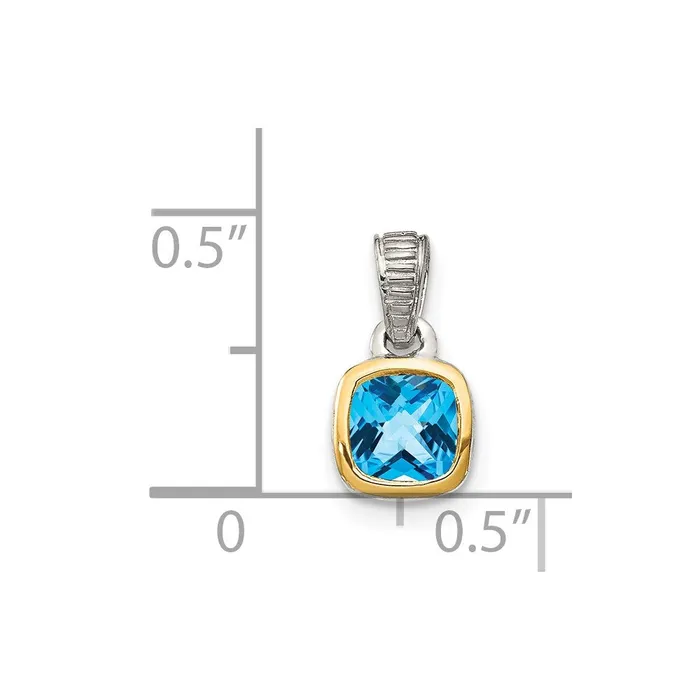 Necklaces TreasureFineJewelers Sterling Silver w 14K Accent Light Swiss Blue Topaz Pendant