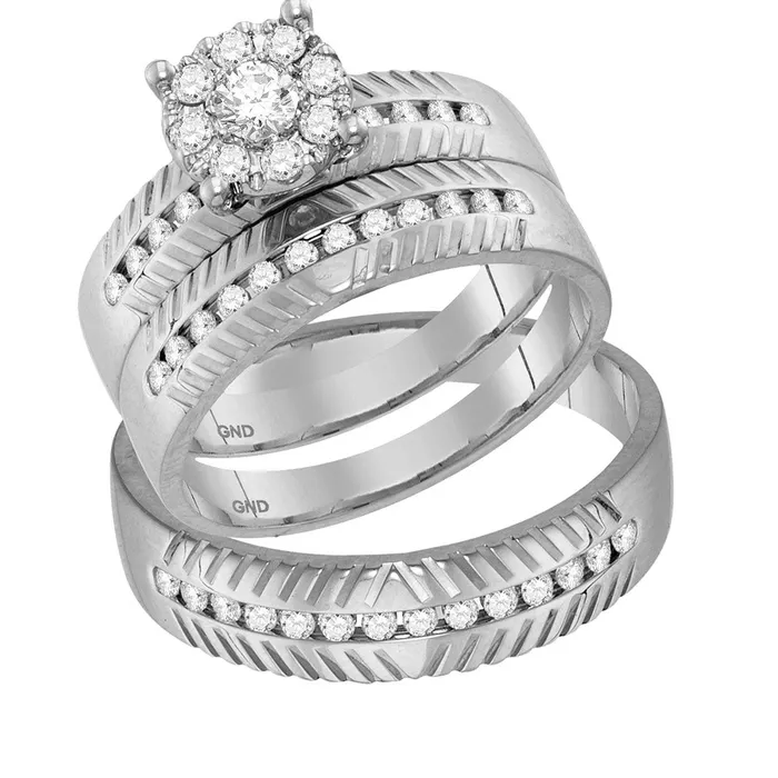 North Arrow Shop 14kt white gold his hers round diamond cluster matching bridal wedding ring band set 34 cttw113871 Rings North Arrow Shop 14kt white gold his hers round diamond cluster matching bridal wedding ring band set 34 cttw113871 Rings