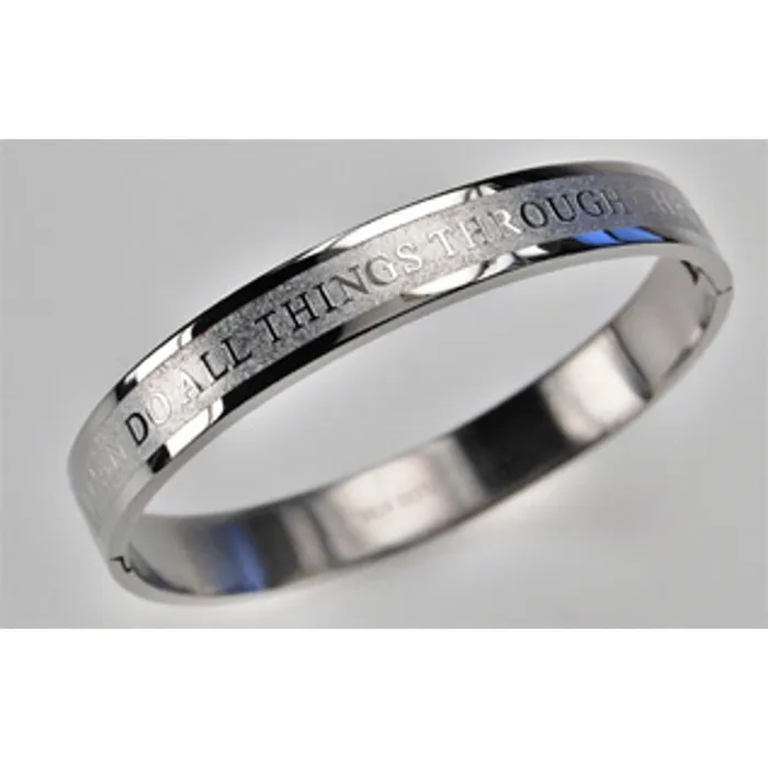 North Arrow Shop ALL THINGS THROUGH CHRIST Bangle Bracelet Christian Bible Verse Stainless Steel Bracelets North Arrow Shop ALL THINGS THROUGH CHRIST Bangle Bracelet Christian Bible Verse Stainless Steel Bracelets