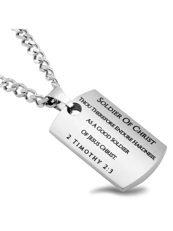 North Arrow Shop Necklaces 2 Timothy 23 Dog Tag Cross Sword Necklace with Steel Curb Chain North Arrow Shop Necklaces 2 Timothy 23 Dog Tag Cross Sword Necklace with Steel Curb Chain