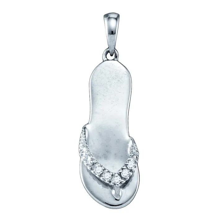 North Arrow Shop Necklaces Sterling Silver Womens Round Diamond Sandal Flipflop Nautical Pendant 120 Cttw North Arrow Shop Necklaces Sterling Silver Womens Round Diamond Sandal Flipflop Nautical Pendant 120 Cttw