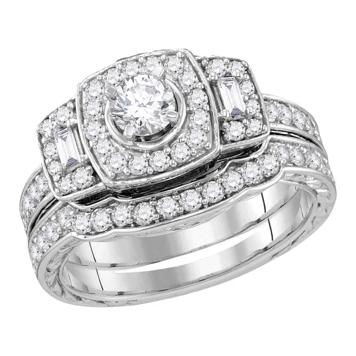 North Arrow Shop Rings 14kt white gold womens round diamond bridal wedding engagement ring band set 100 cttw certified113826 North Arrow Shop Rings 14kt white gold womens round diamond bridal wedding engagement ring band set 100 cttw certified113826