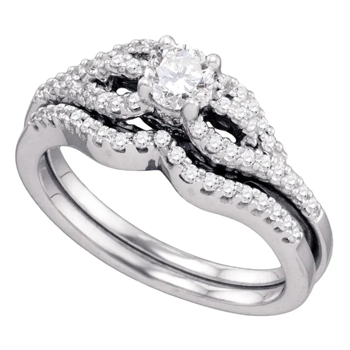 North Arrow Shop Rings 14kt white gold womens round diamond bridal wedding engagement ring band set 34 cttw75214 North Arrow Shop Rings 14kt white gold womens round diamond bridal wedding engagement ring band set 34 cttw75214