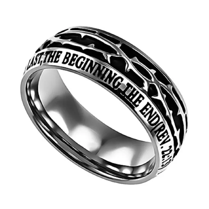 North Arrow Shop Rings ALPHA AND OMEGA Revelation 2213 Mens Crown Of Thorns Ring Stainless Steel North Arrow Shop Rings ALPHA AND OMEGA Revelation 2213 Mens Crown Of Thorns Ring Stainless Steel