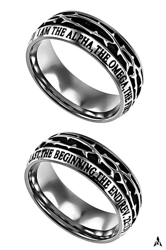 North Arrow Shop Rings ALPHA AND OMEGA Revelation 2213 Mens Crown Of Thorns Ring Stainless Steel North Arrow Shop Rings ALPHA AND OMEGA Revelation 2213 Mens Crown Of Thorns Ring Stainless Steel