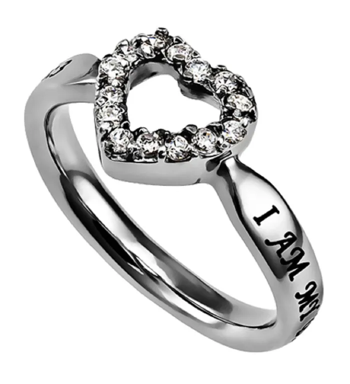 North Arrow Shop Rings Psalm 139 BELOVED Heart Ring Bible Verse Stainless Steel with CZ North Arrow Shop Rings Psalm 139 BELOVED Heart Ring Bible Verse Stainless Steel with CZ