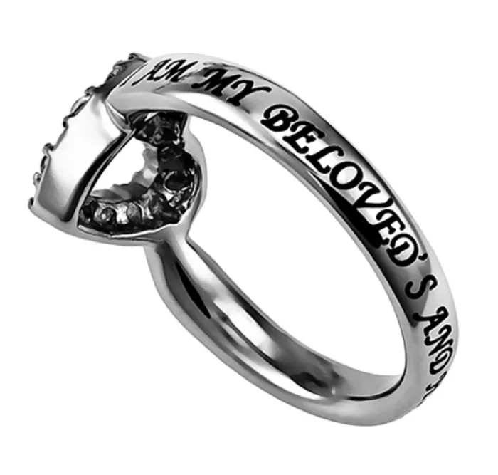 North Arrow Shop Rings Psalm 139 BELOVED Heart Ring Bible Verse Stainless Steel with CZ North Arrow Shop Rings Psalm 139 BELOVED Heart Ring Bible Verse Stainless Steel with CZ