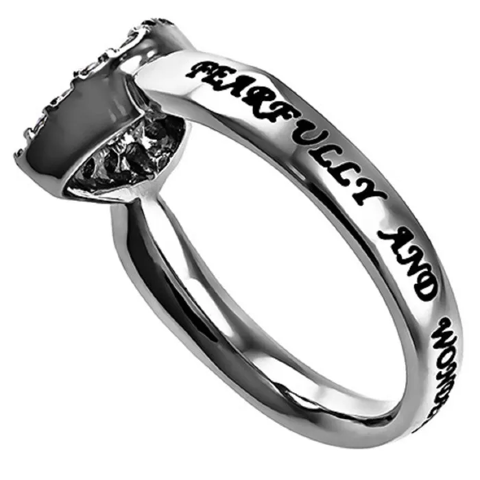 North Arrow Shop Rings Psalm 139 PRAISE Heart Ring Bible Verse Stainless Steel with CZ North Arrow Shop Rings Psalm 139 PRAISE Heart Ring Bible Verse Stainless Steel with CZ