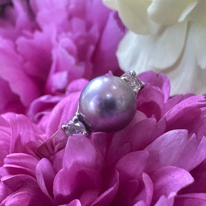 ONeills Estate Jewelry Rings 14 Karat White Gold Pearl Ring 30000144