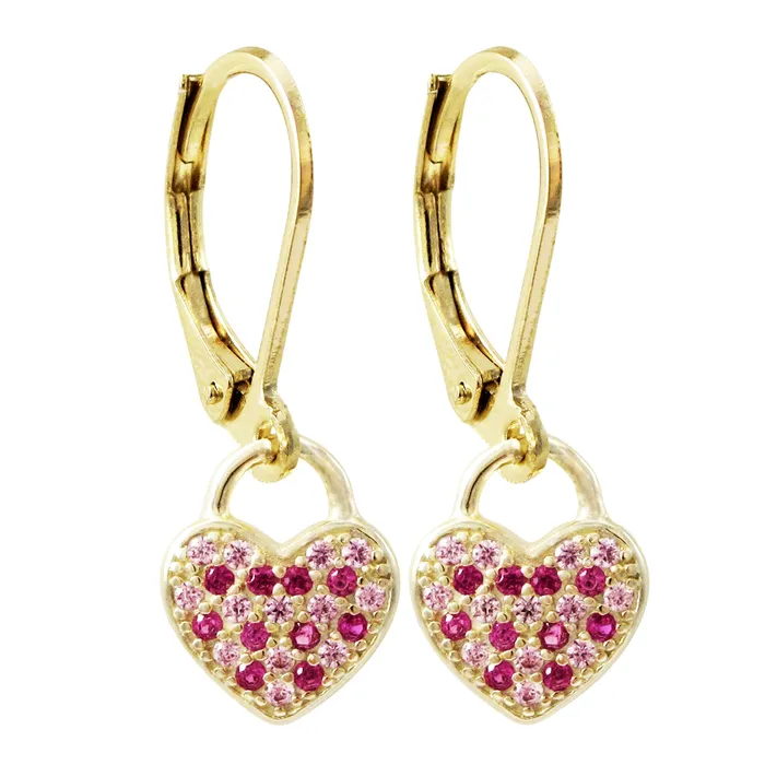 Perfect Piercing Surgical Steel Fuchsia Pink Gem Heart Earrings Earrings